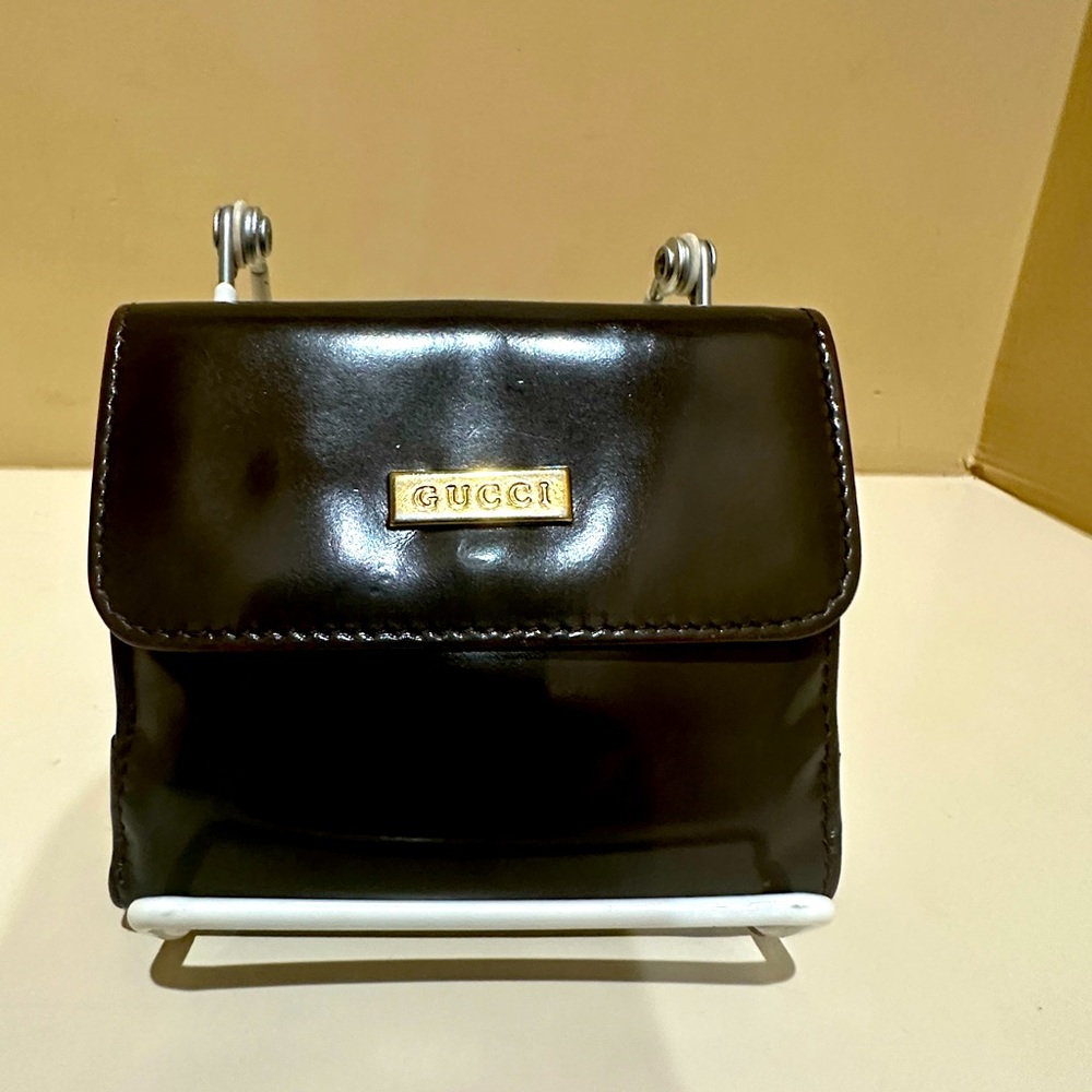 Gucci Brown Enamel Bifold Wallet